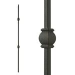 Steel Tube Spindles - 1/2 in. Square Series With Dowel Top - Double Collar