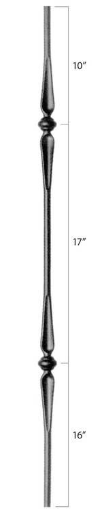 Steel Tube Spindles - 9/16" Round Series - Double Collar