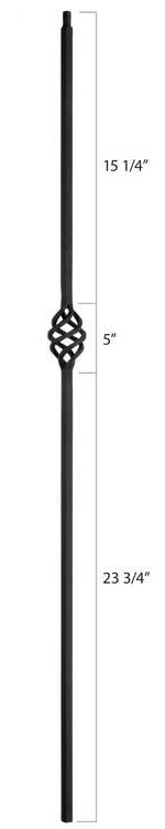 Steel Tube Spindles - 1/2" Square Series With Dowel Top - Single Basket