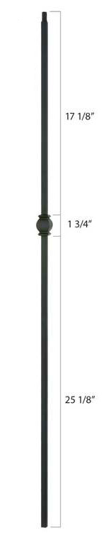 Steel Tube Spindles - 1/2" Square Series With Dowel Top - Single Collar